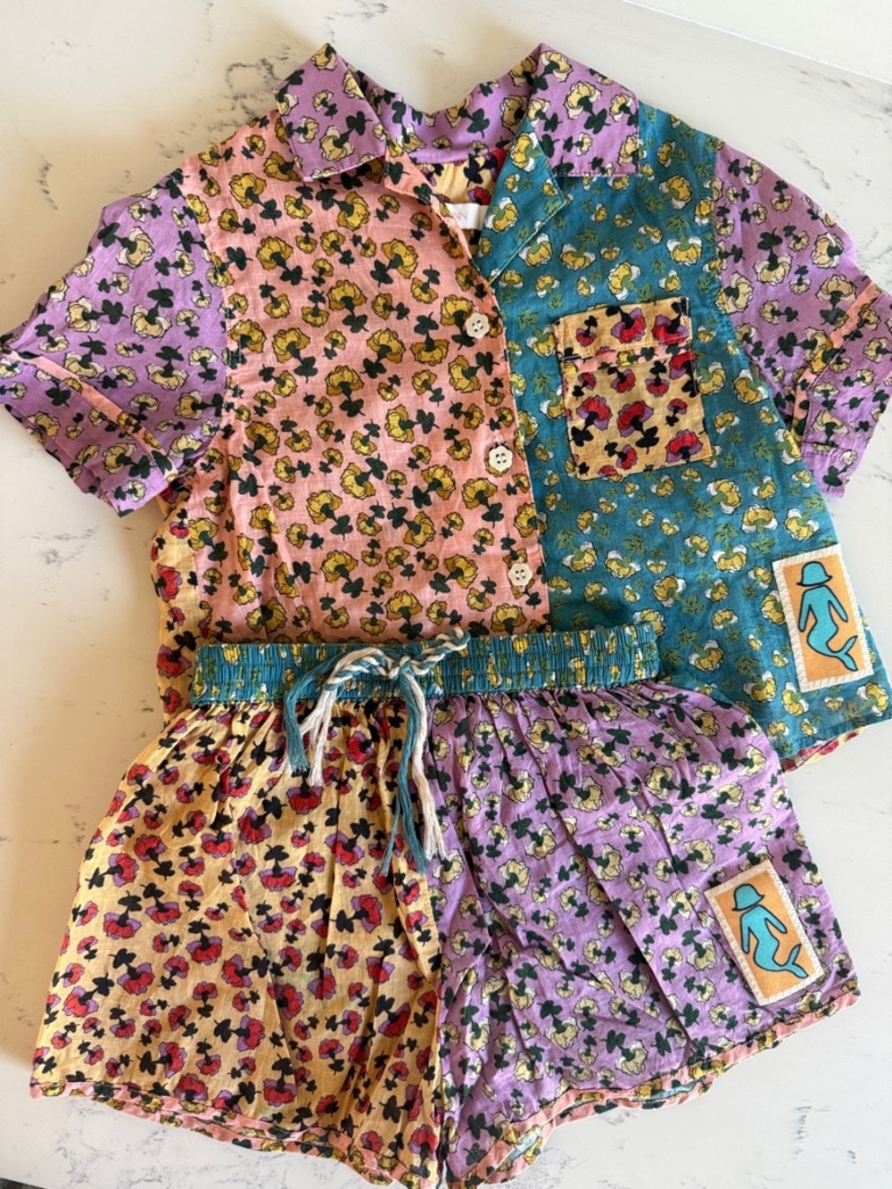 Zimmermann Kids Matching Top & Shorts Tiggy Floral Patchwork Print Girls size 2